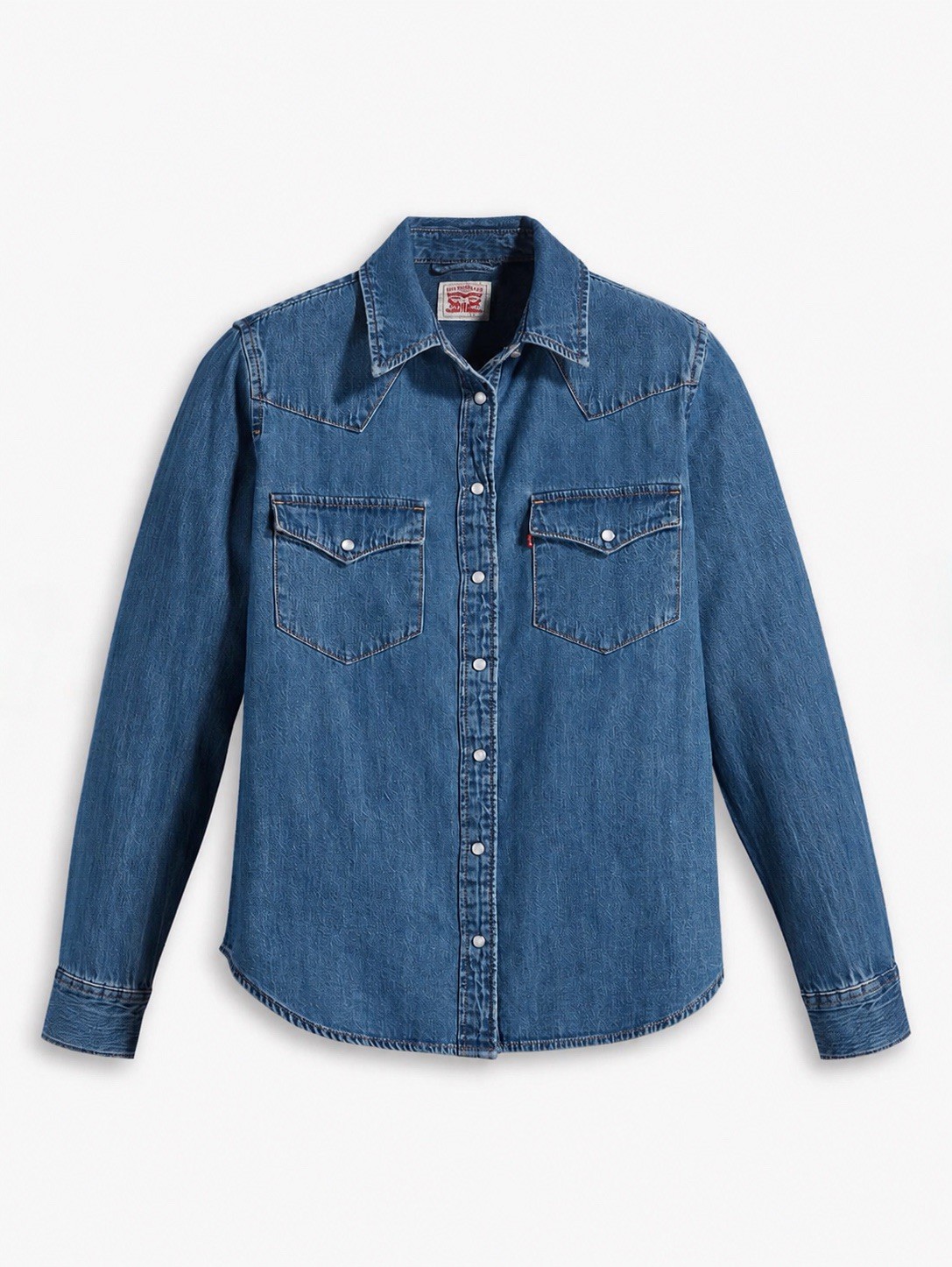 Levi’s Ultimate Western Denim Shirt Womens XL Blue Stretch Pearl Snap NWT