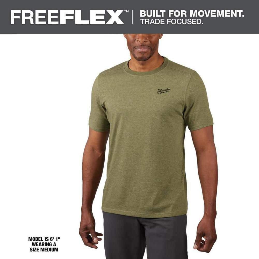 Milwaukee Men’s Medium Green Cotton/Polyester Short-Sleeve Hybrid Work T-Shirt