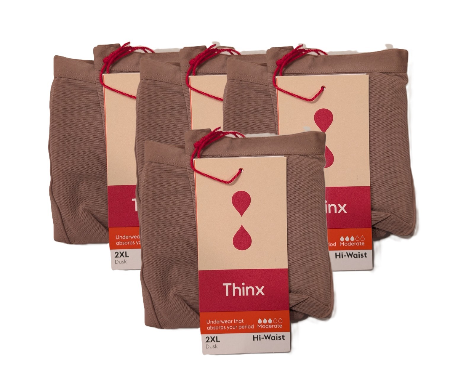 NEW Thinx Air 4-PACK Dusk Hi-Waist Period Panties Underwear 2XL Moderate