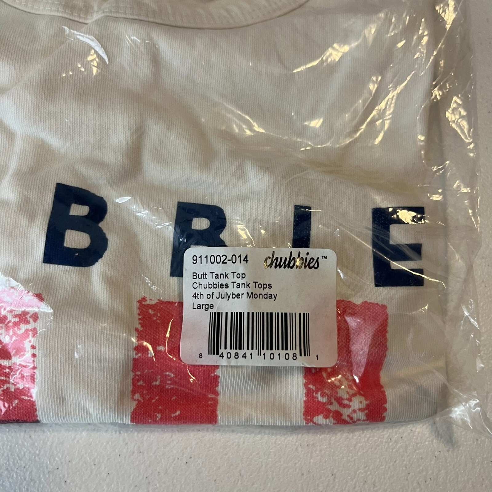 Chubbies Tank Top Men’s Size L White Cream Fourth of July 4th USA Cotton New NWT