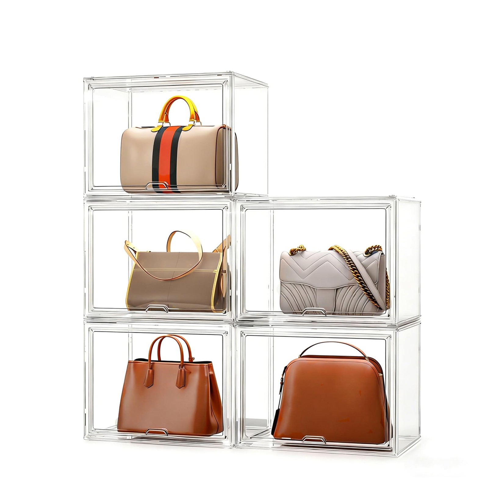 OMOPIN Clear Acrylic Purse Organizer，Sleek Handbag Organizer for Women, Stack…