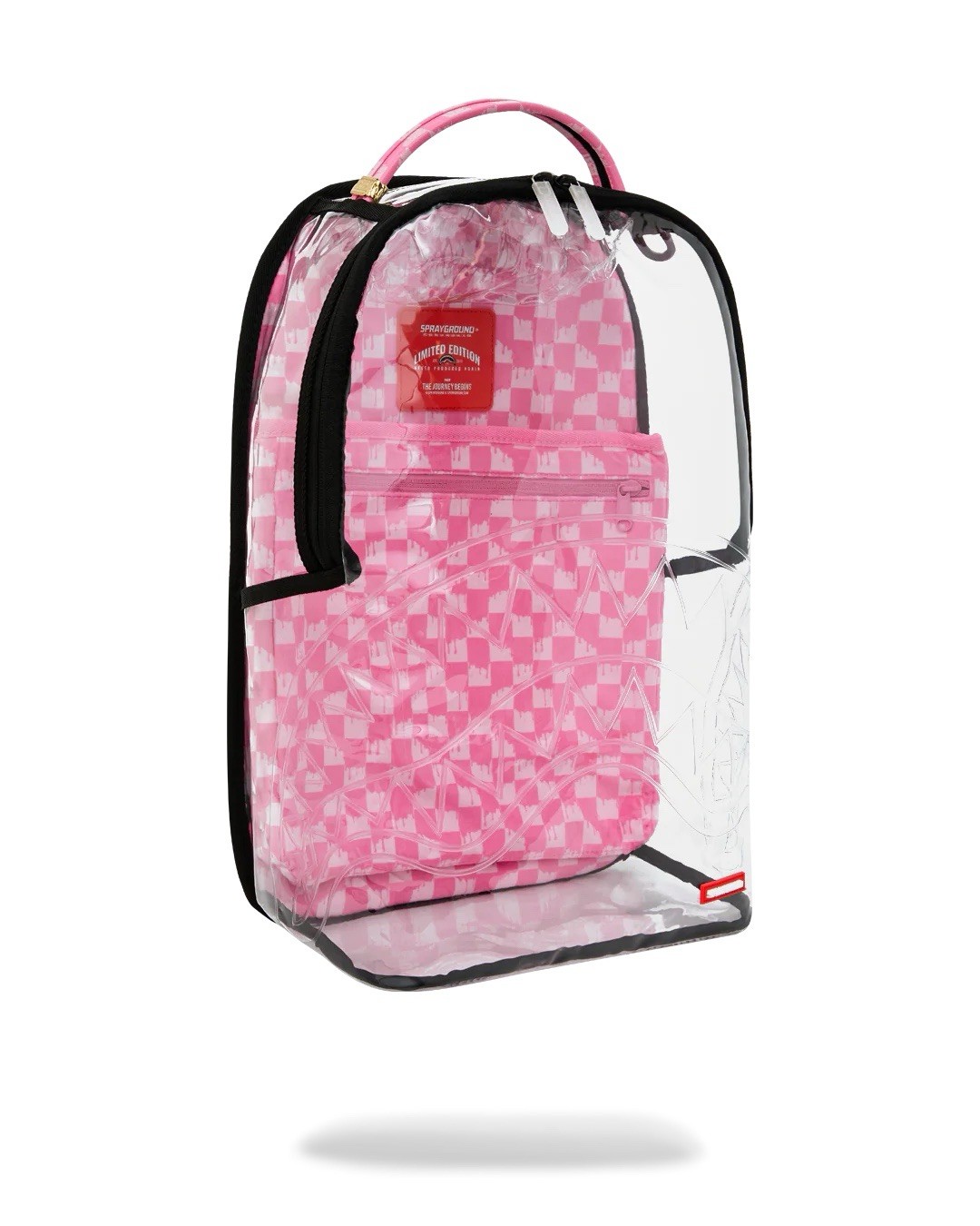 Sprayground Pink Drip Clear Backpack PVC Transparent Bookbag School Bag New