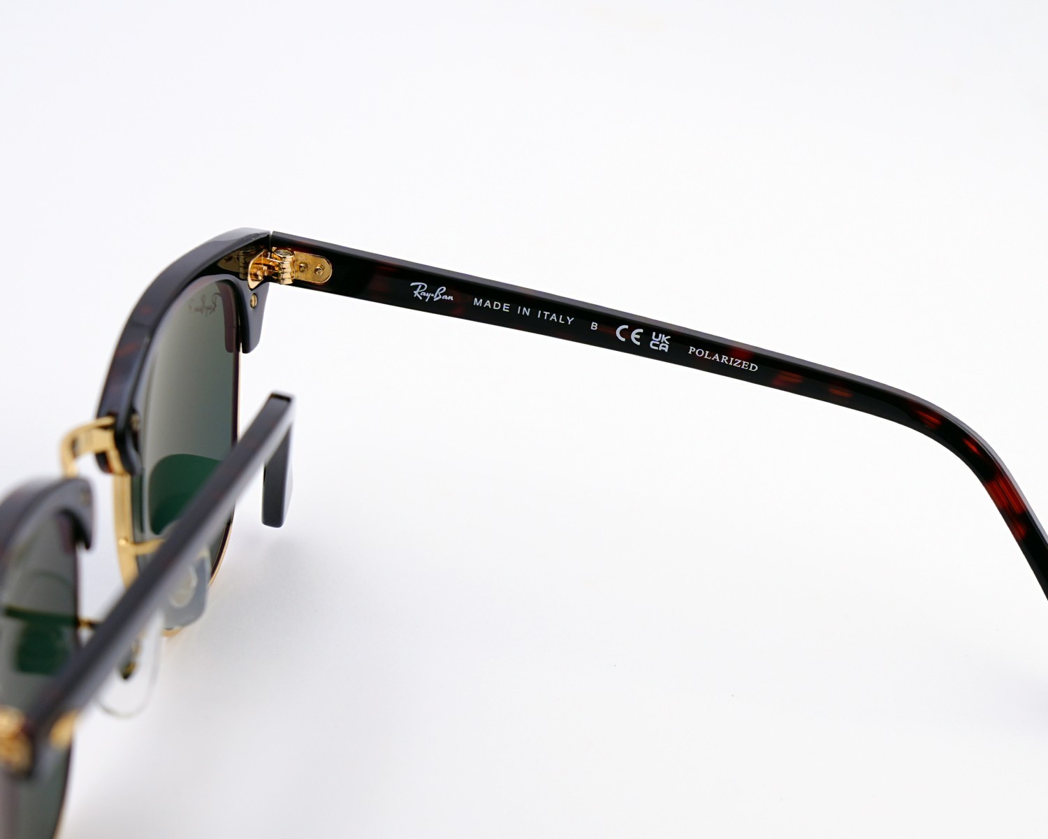 Ray-Ban Sunglasses RB3016 Clubmaster Tortoise Frame Polarized Green Lens 51mm