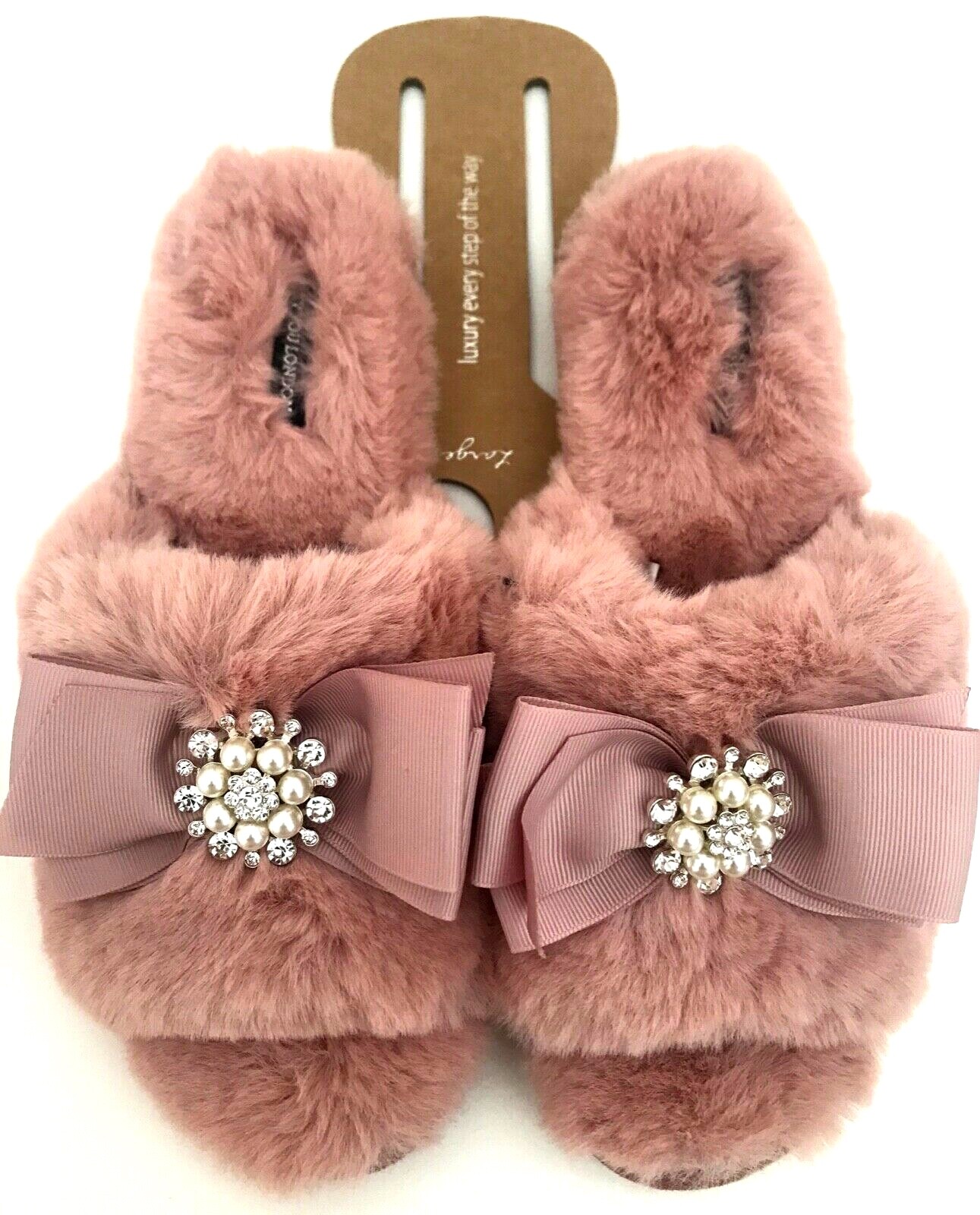 Pretty You London Elegant Women Slip-On Slippers Jeweled, Bride, Cushioned PINK