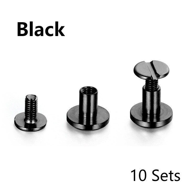 10SETS Flat Belt Screw Leather Solid Rivet Stud Heads Craft Chicago Nail New