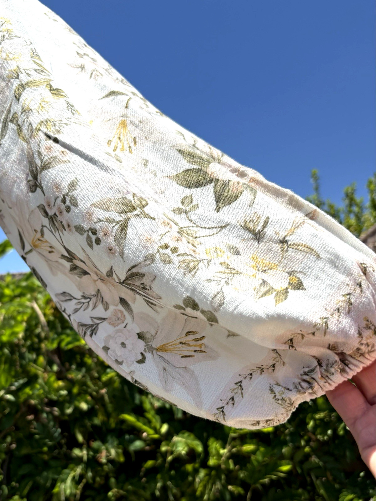 Calypso St. Barth Sz L Ivory/Magnolia Floral Linen blend V neck Maxi Dress-NWT