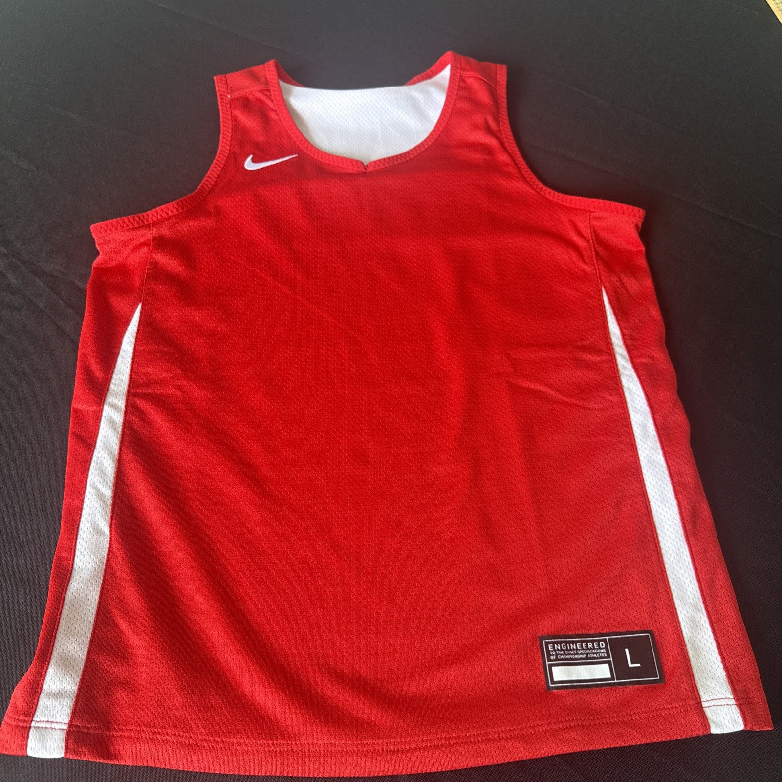 Nike Men’s Dri-FIT Practice Basketball Jersey (Reversible) Red White Large