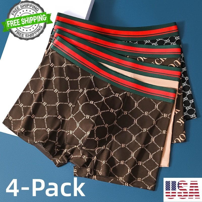 4 Pack Men’s Underwear Soft Boxer Briefs Breathable Comfortable Trunks
