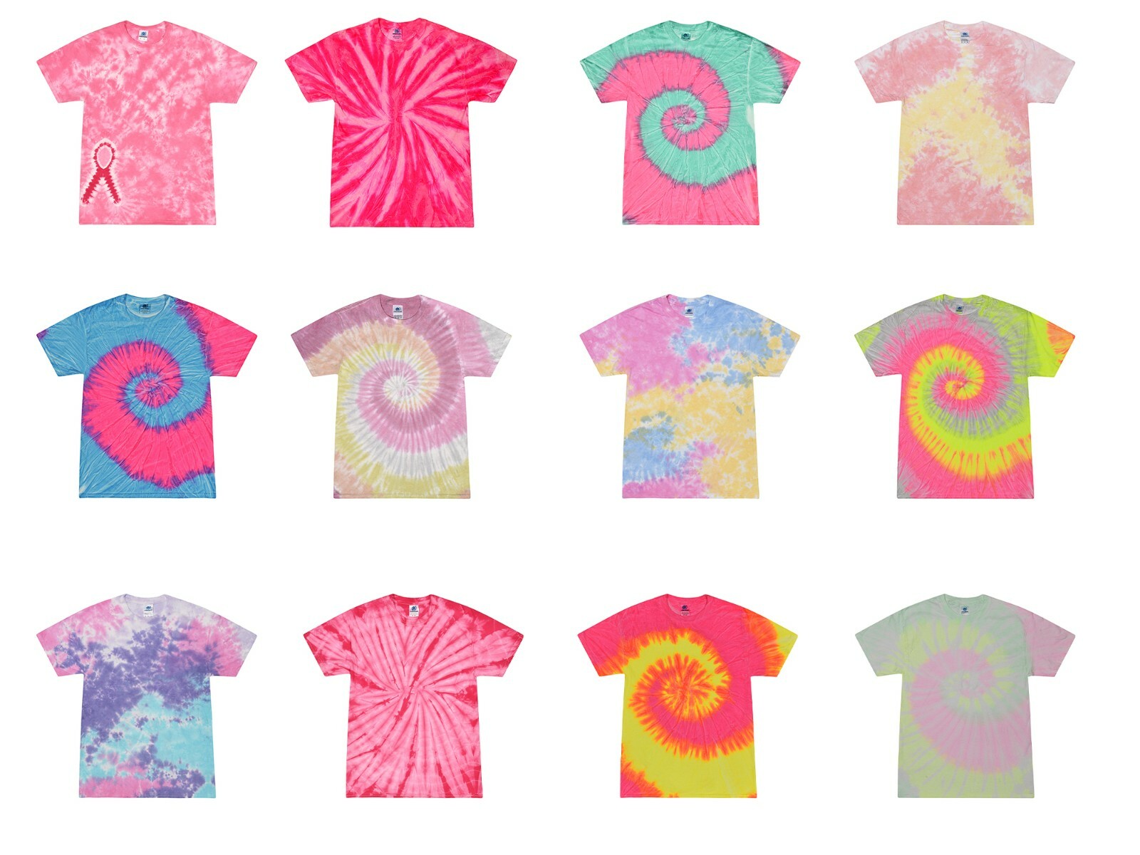Pick a Pink Tie Dye T-Shirts Adult SM – 5XL 100% Cotton Colortone