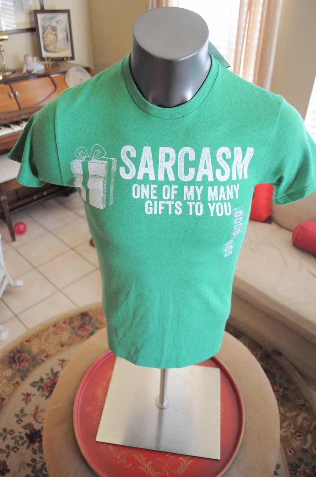 Sarcasm One Of My Many Gifts To You~Mens GREEN T Shirt~SZ Small New With Tags