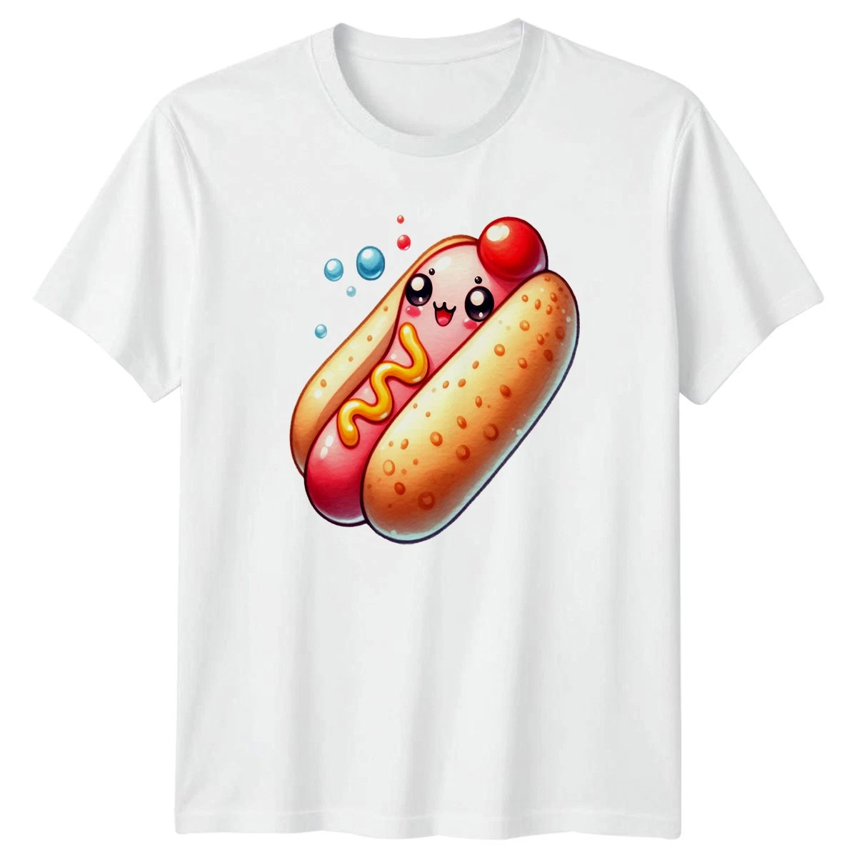Cute Happy Hot Dog Food Fast Food Birthday White T-shirt