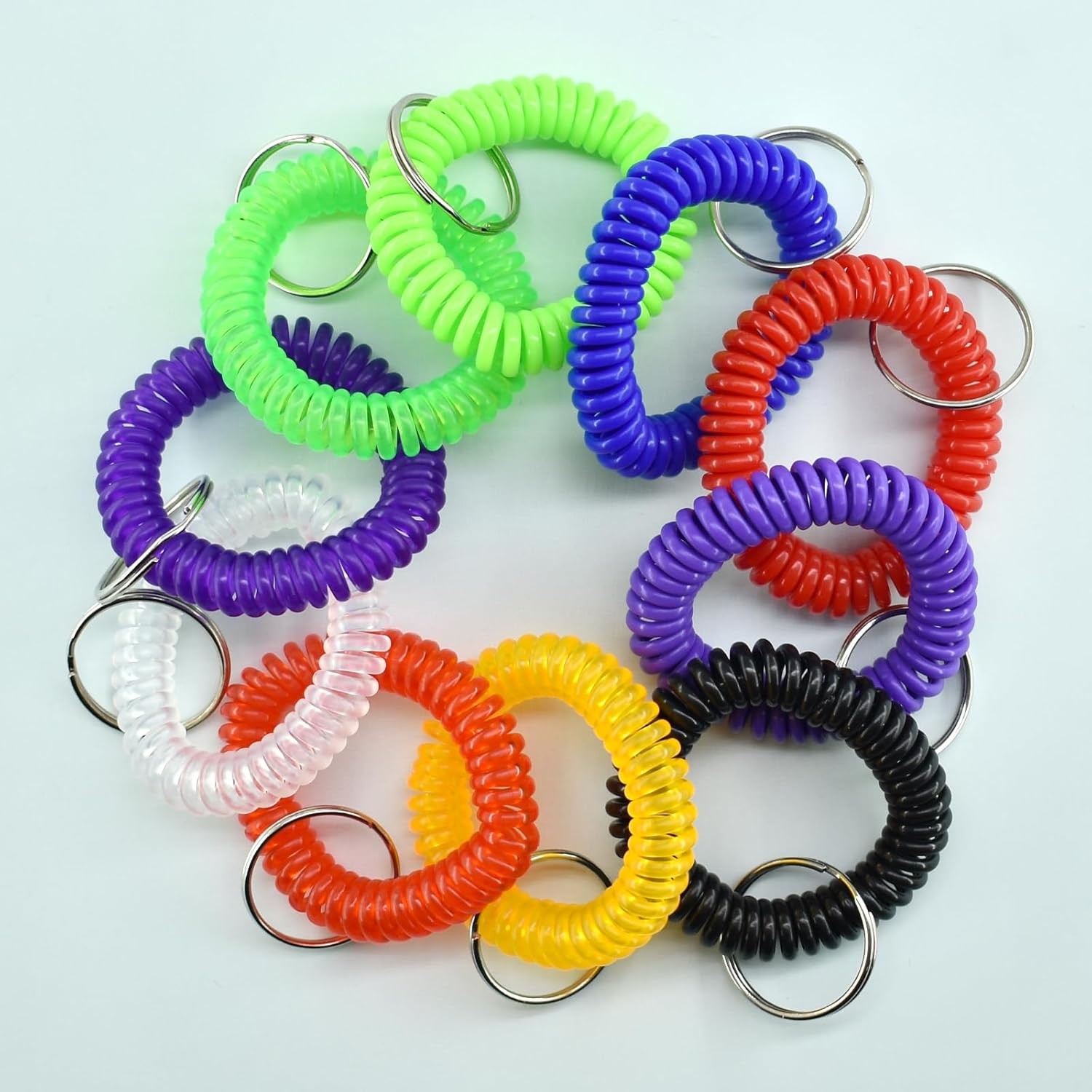 1pc Random Wristlet Keychain Stretchable Plastic Spiral Coil Bracelet Wrist