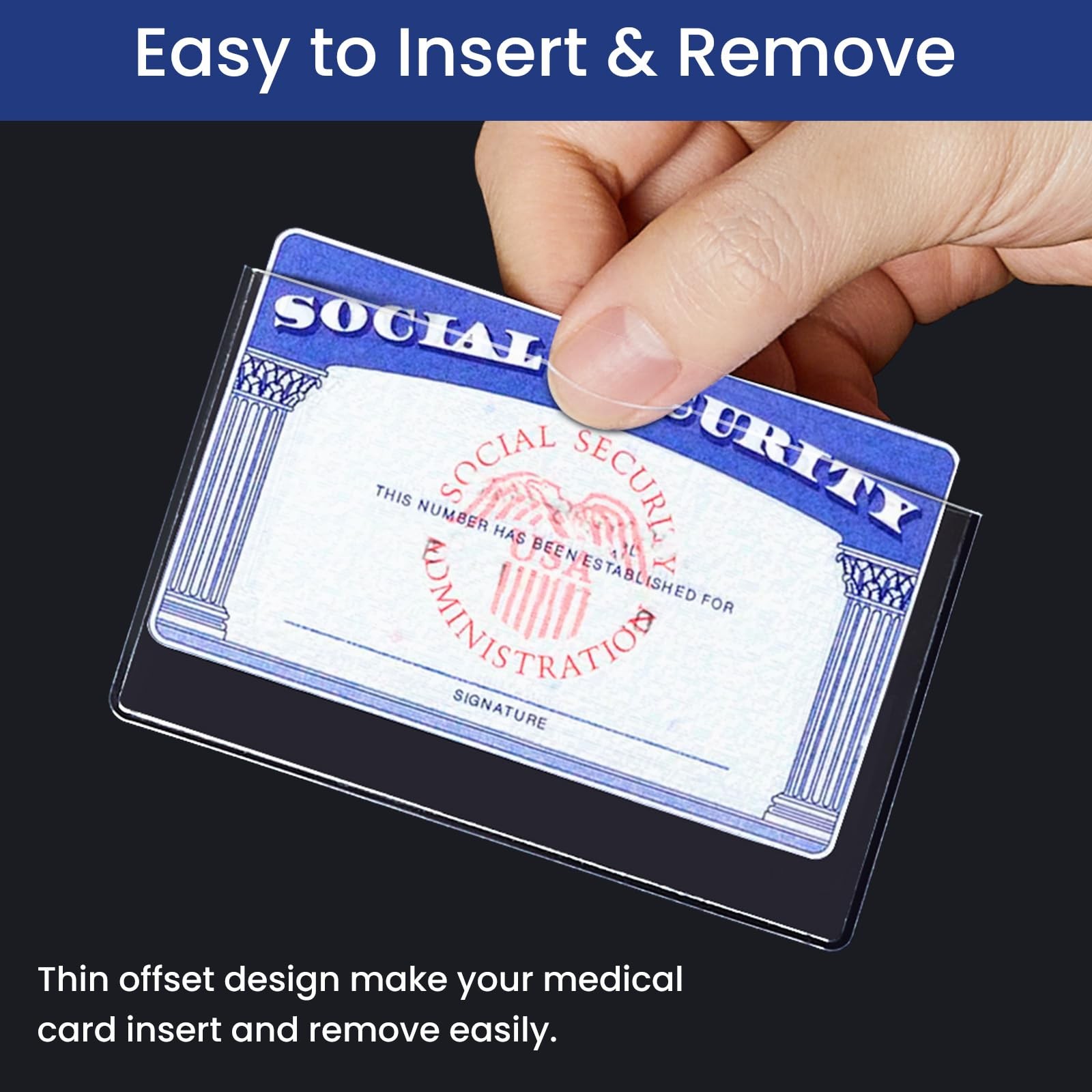 Sooez 6 Pack Social Security Card Protector, 24 Mil Thick Clear/Transparent