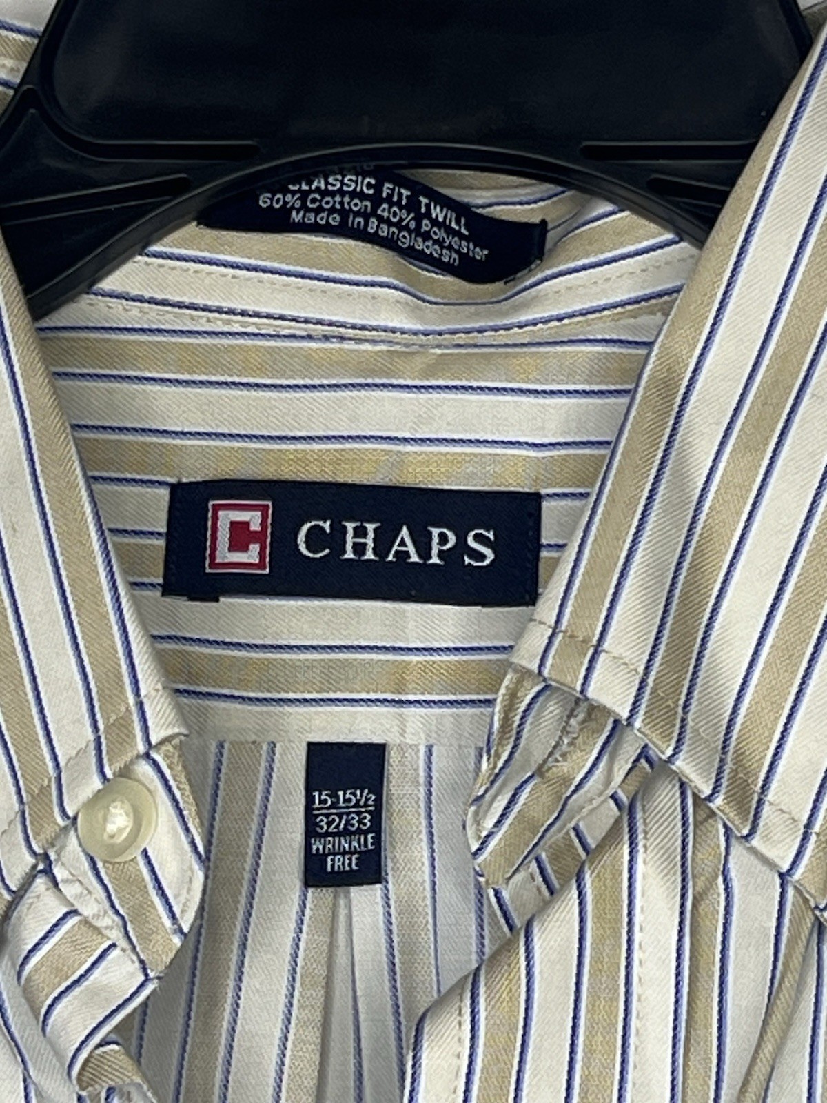 Chaps Men’s Striped Button Down Shirt – Size 15-15.5/32/33 – New W/ Tags