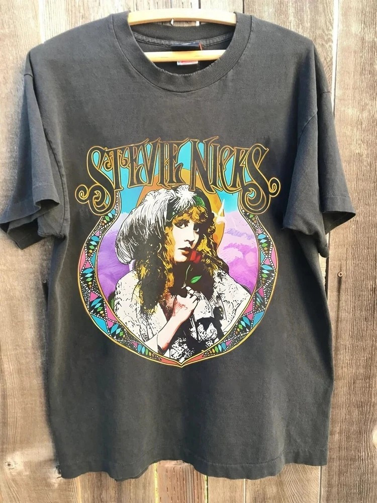 Stevie Nicks Vintage Tour Graphic T Shirt Charcoal S-5XL