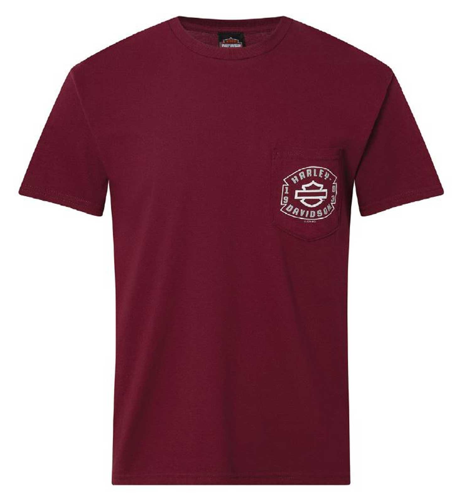 Harley-Davidson Men’s Captain Short Sleeve Chest Pocket Cotton T-Shirt, Maroon