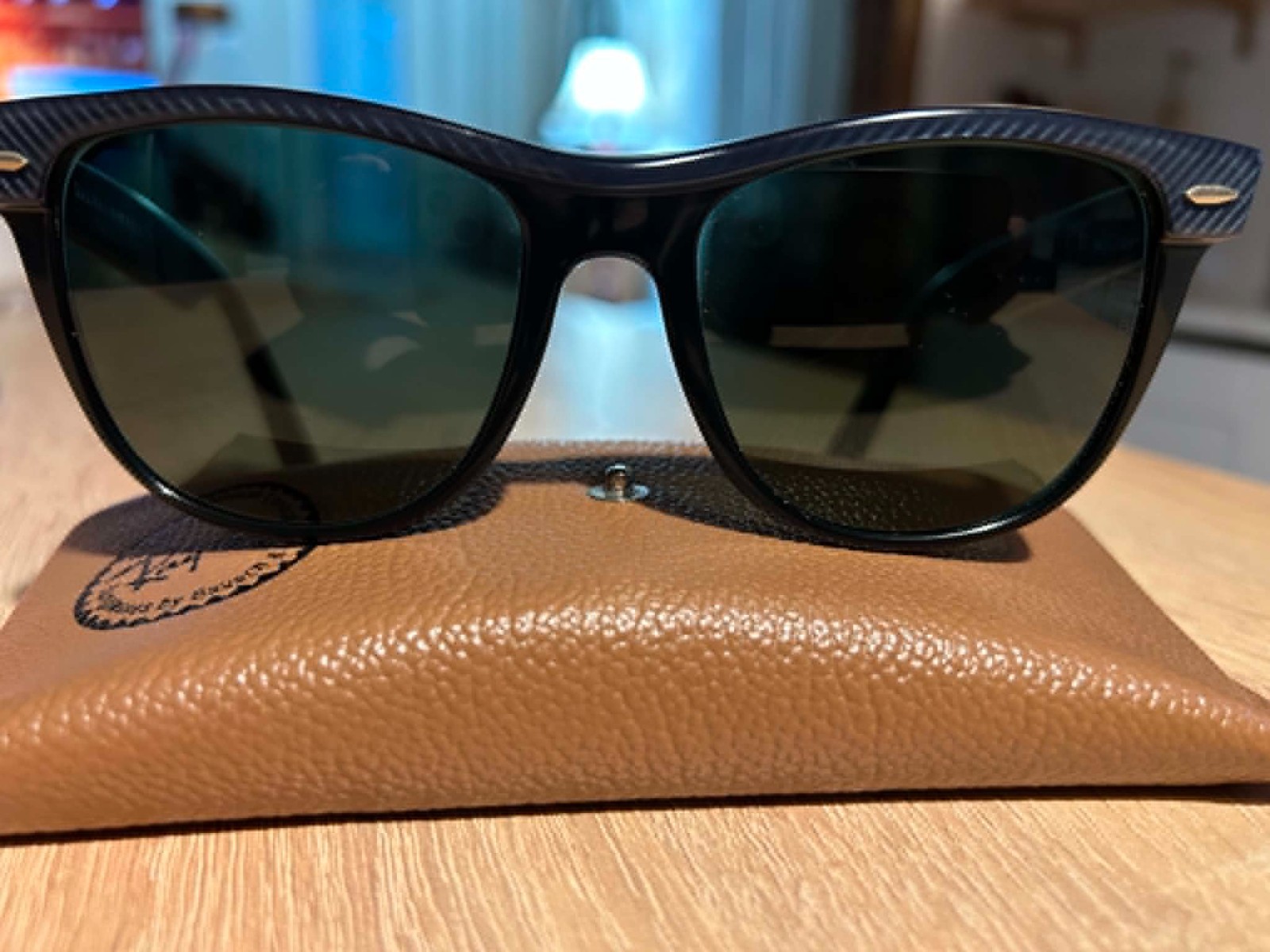 VINTAGE B&L RAY BAN STREET NEAT BLACK/BLUE STRIPED WAYFARER II G15 UV SUNGLASSES