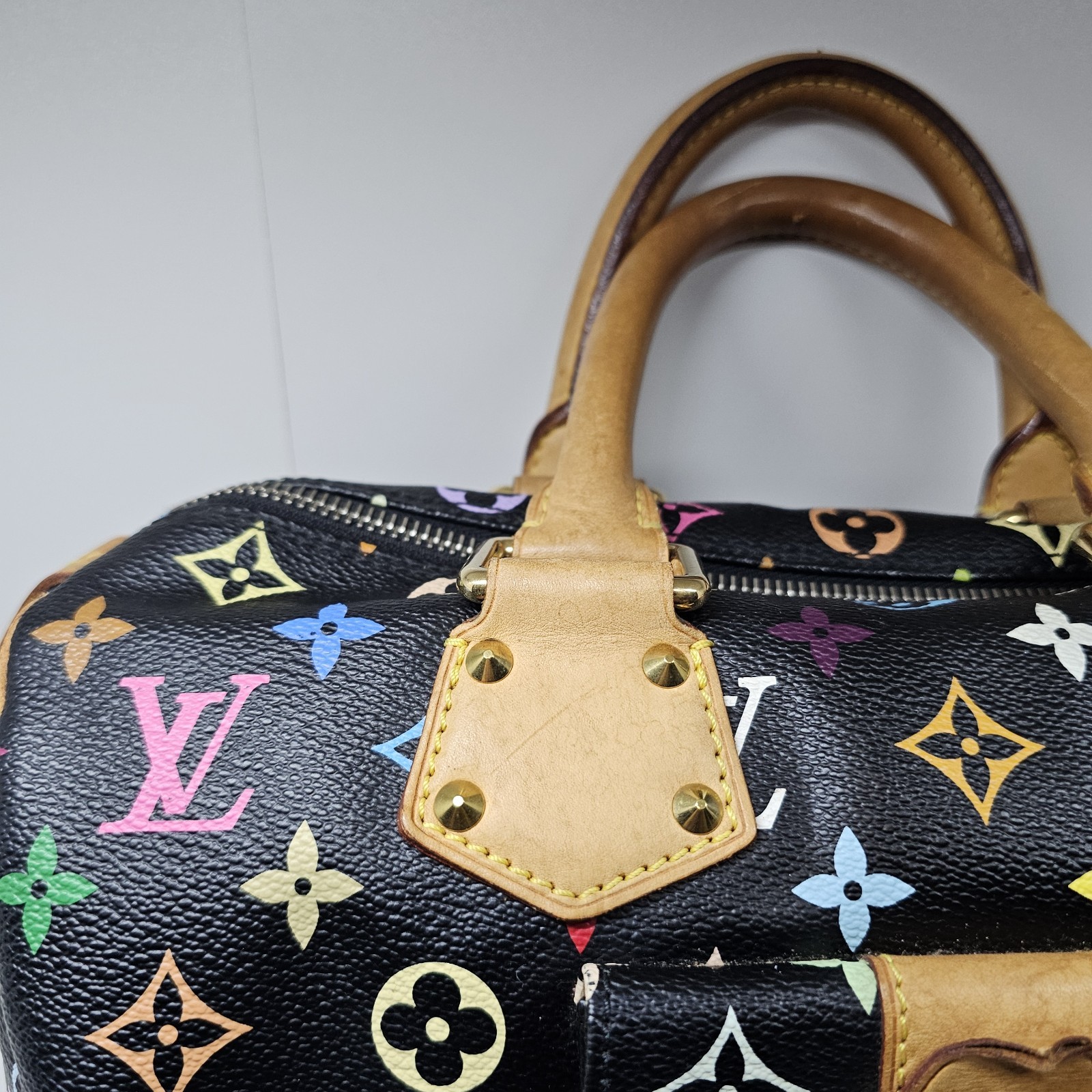 Authentic Louis Vuitton Takashi Murakami Black Multicolor Speedy 30