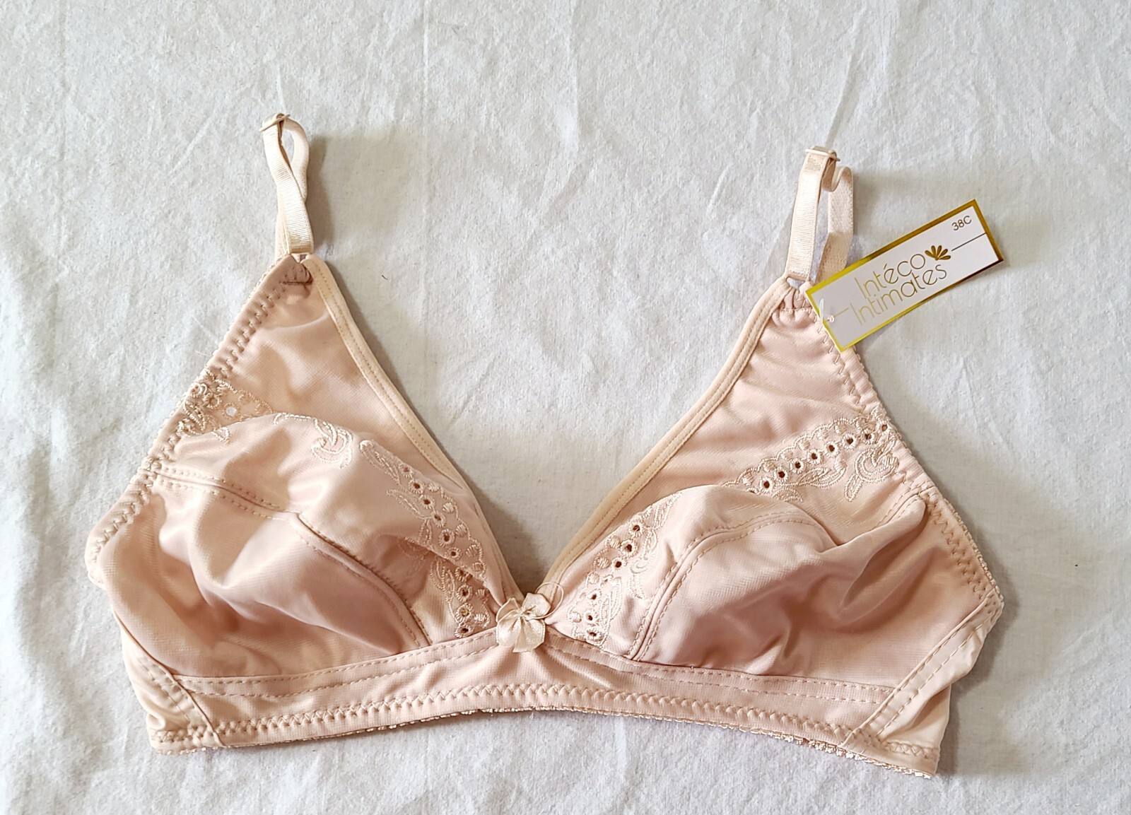 Inteco Intimates Beige Full Coverage Non Padded Wireless Bra Size 40C T56-1329