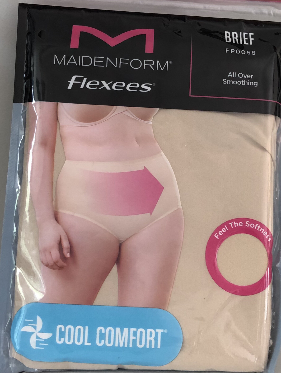 Maidenform Flexees Brief Smoothes Underwear Shapewear Panty Panties Small Beige