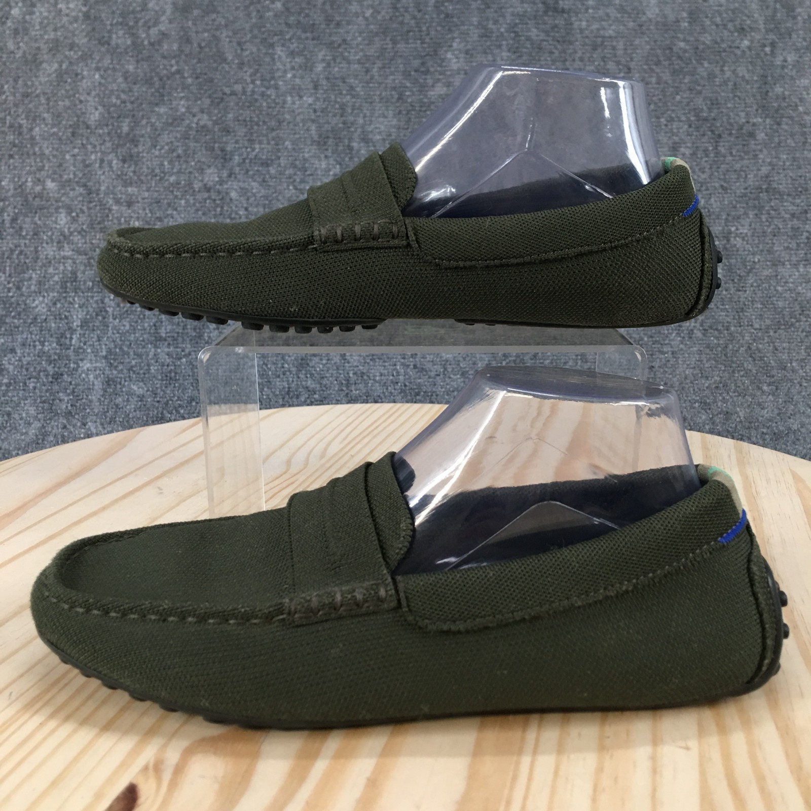 Rothys Shoes Mens 8.5 The Driving Loafer Casual Slip On Green Fabric Flats