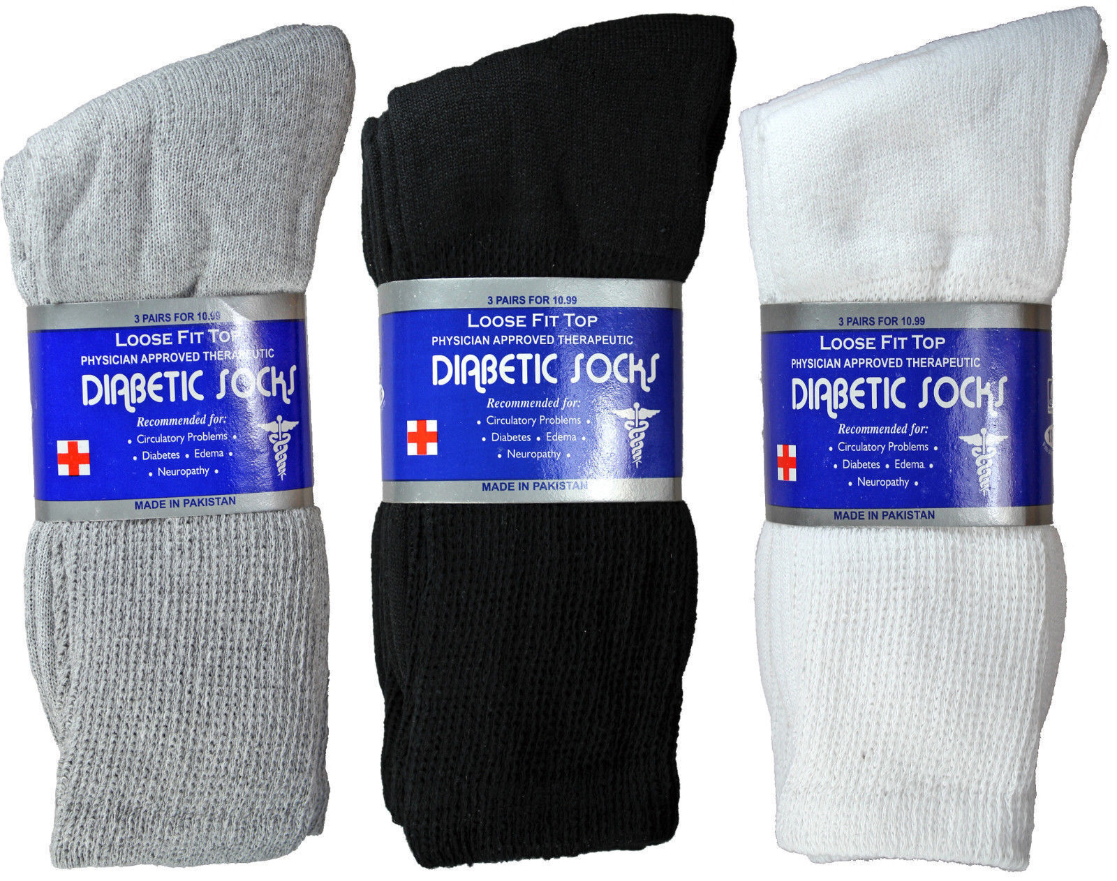 12 Pairs Men’s Health Circulatory Diabetic Cotton crew socks 9-11 10-13 13-15