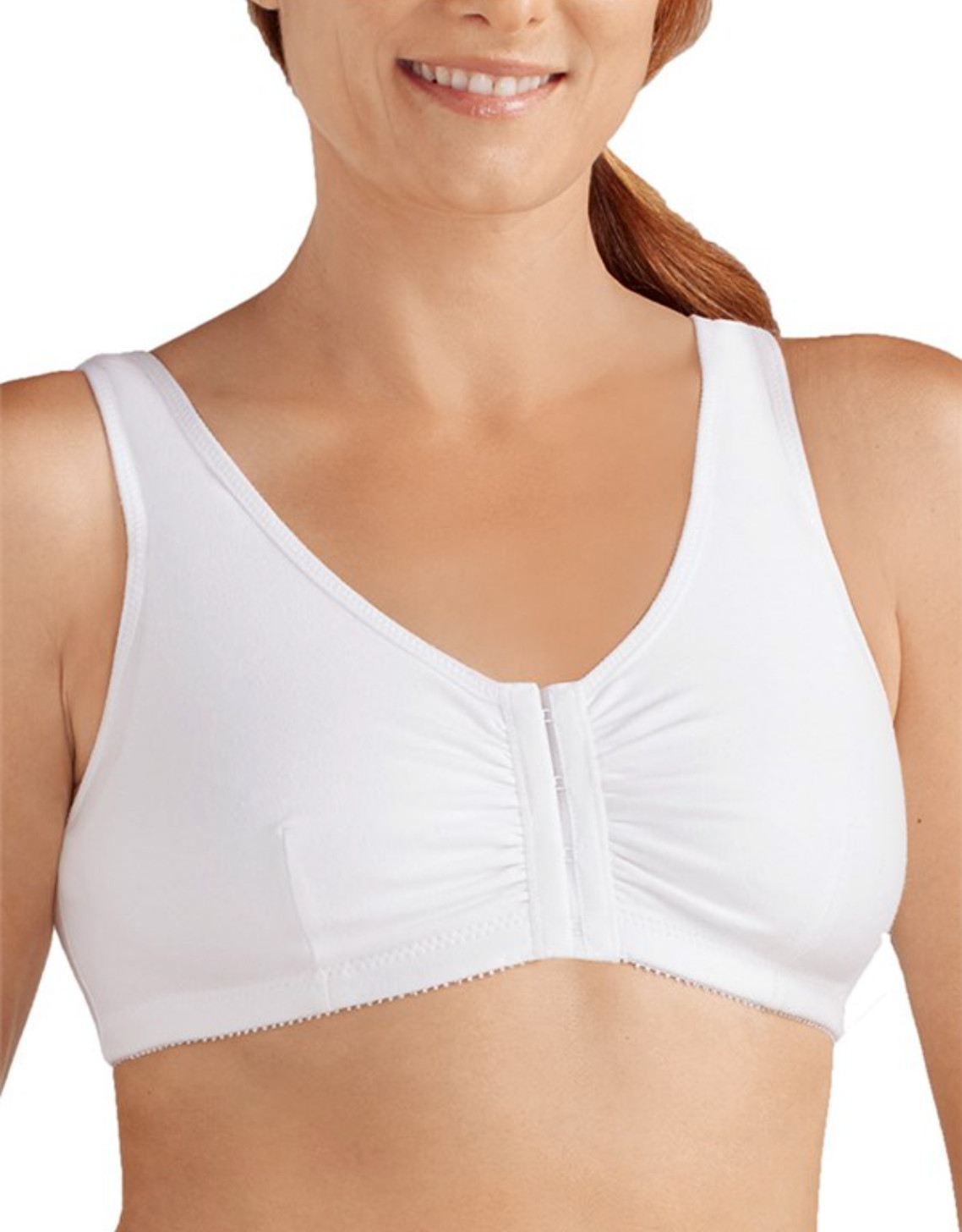 Amoena MEDIUM A/B Cup Frances Wire Free Front Close Mastectomy Bra NWOT 2128 Wht