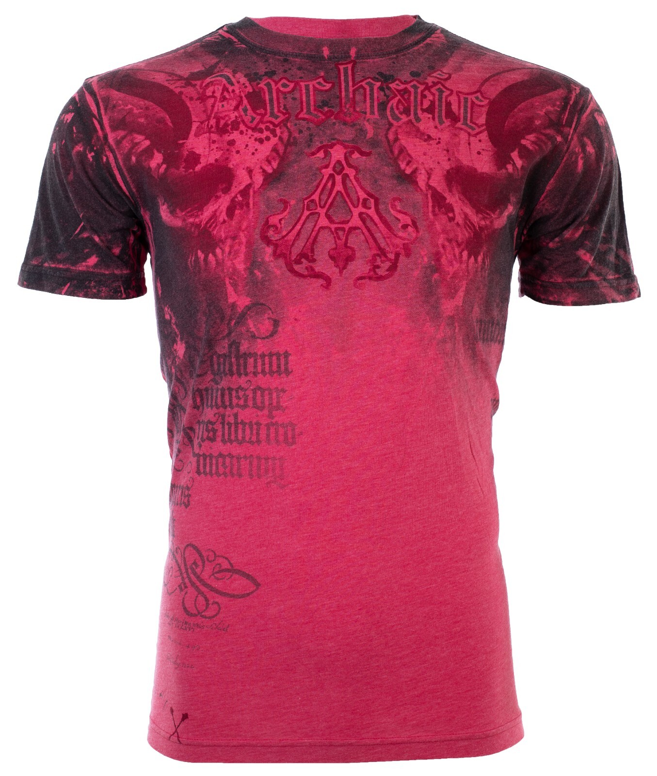 ARCHAIC by AFFLICTION Red NIGHTWATCHER Short Sleeve Slim Fit Y2K T-shirt NWT