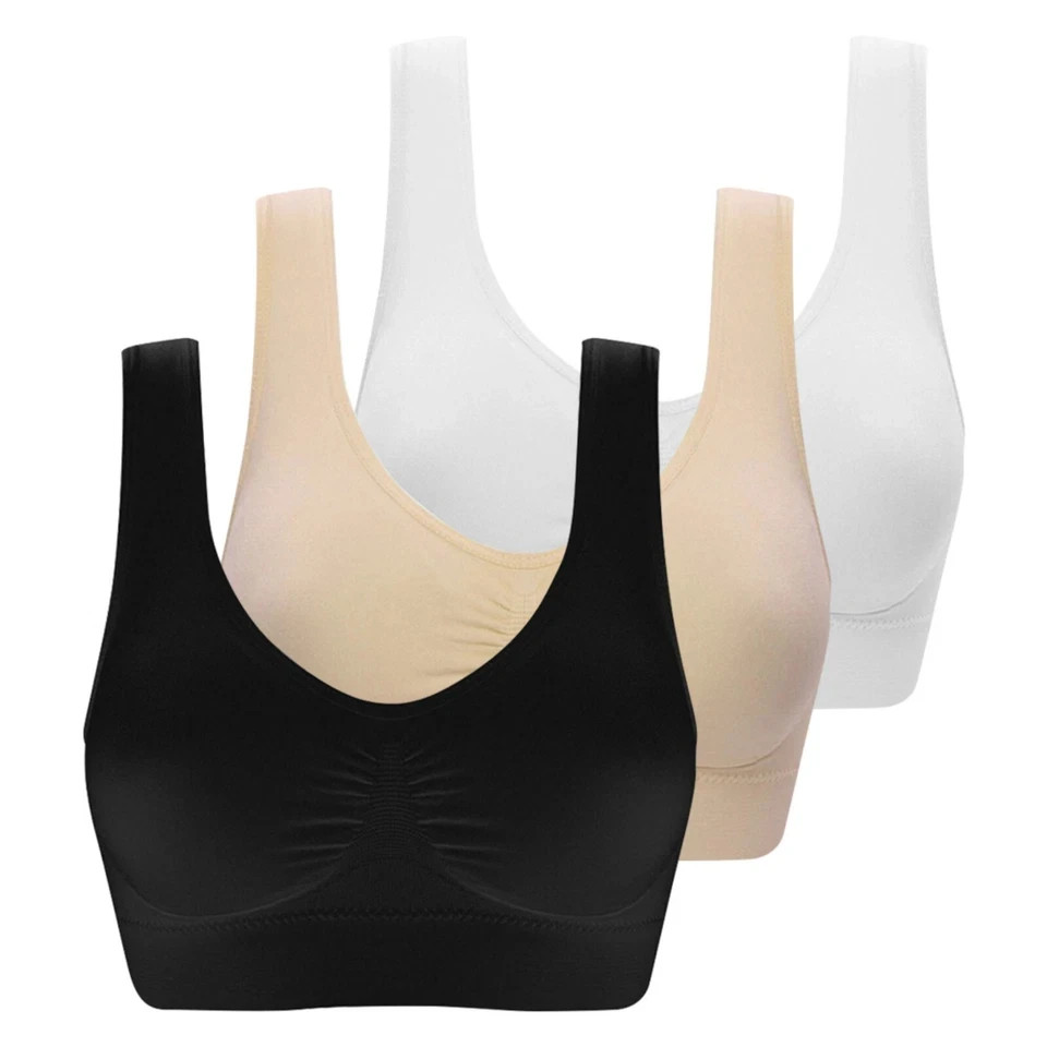 3Pack Wireless Underwear Sports Bras For Women Yoga Sleep Bra Seamless Bralette