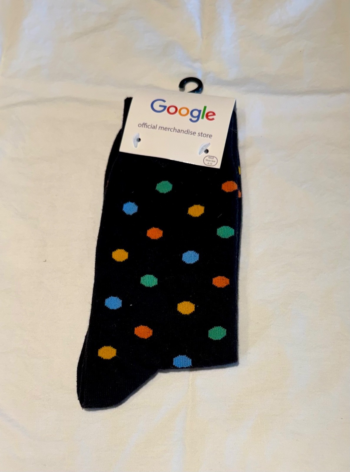 Google Official Merchandise Store Crew Socks, Polka Dot, Unisex, Adult 4-10, NEW