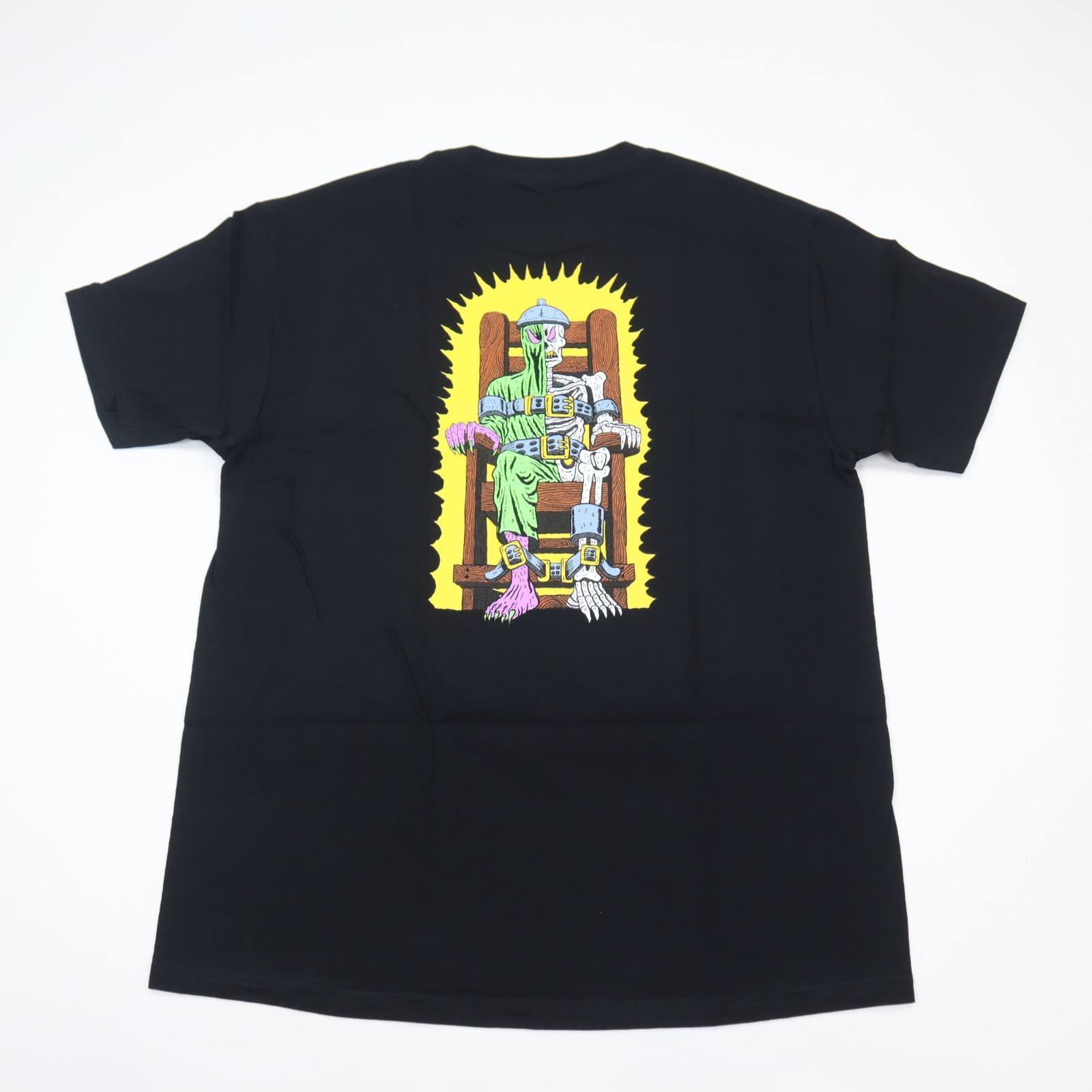 Deathwish Skate T-Shirt Mens Large Black Skeleton Electric Chair Ghoul NEW