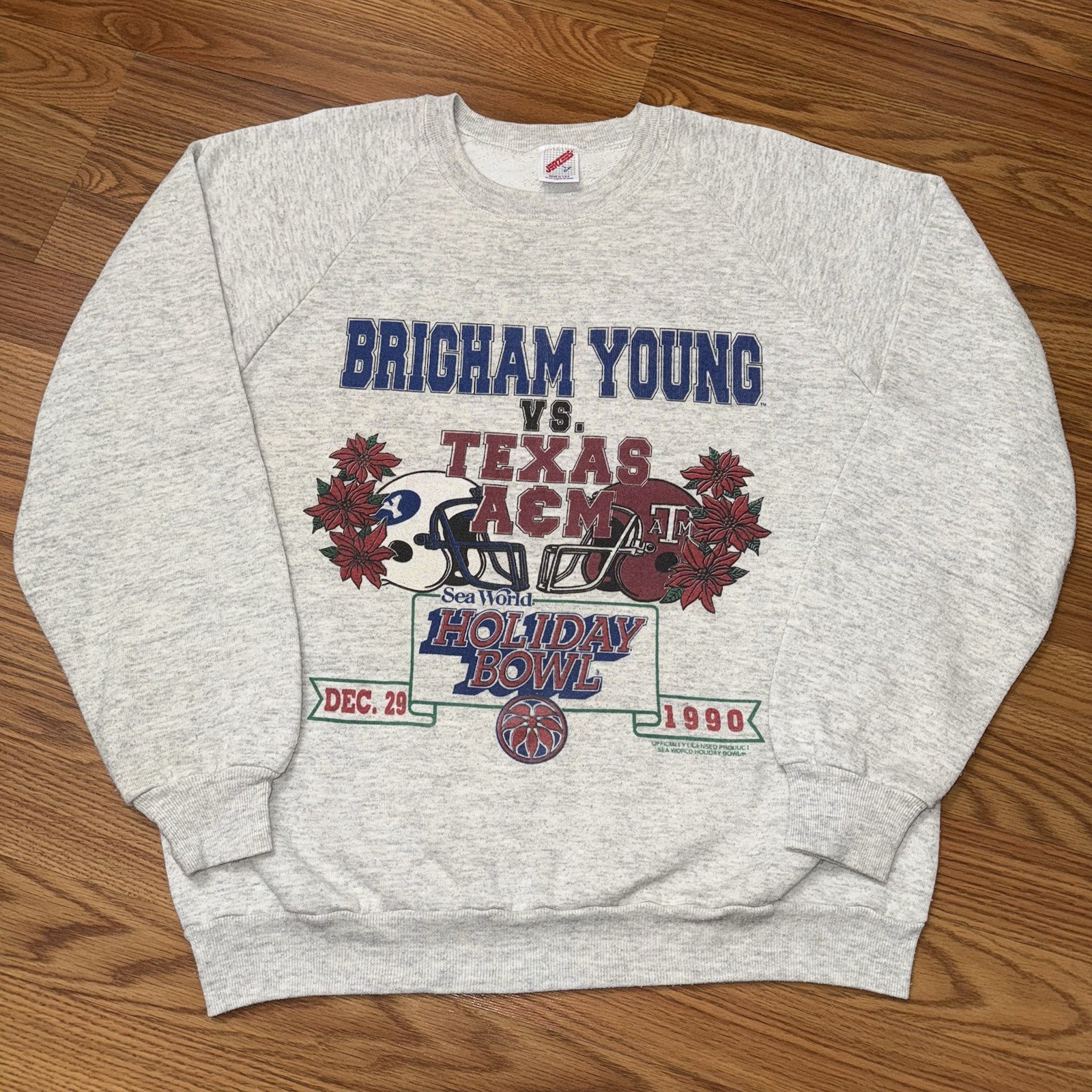 Vintage Brigham Young vs Texas A&M University Sweatshirt Football NCAA USA Made