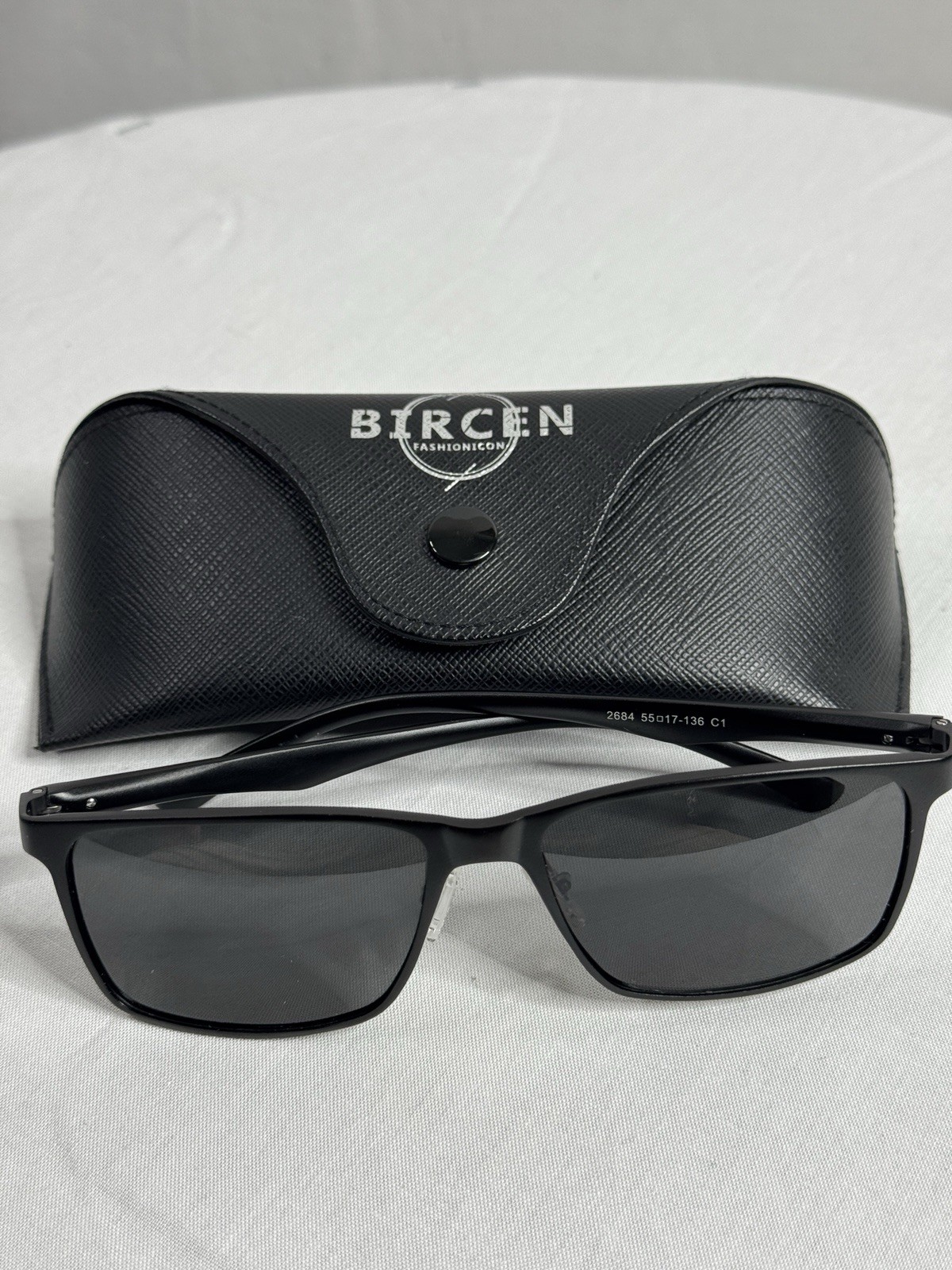 BIRCEN Rectangle Sunglasses Men’s Full Rim Black Plastic Frame/Lens 2684 55