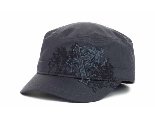 Private Label Cross Graphic Suiting Military Castro Charcoal Cadet Hat Cap L/XL