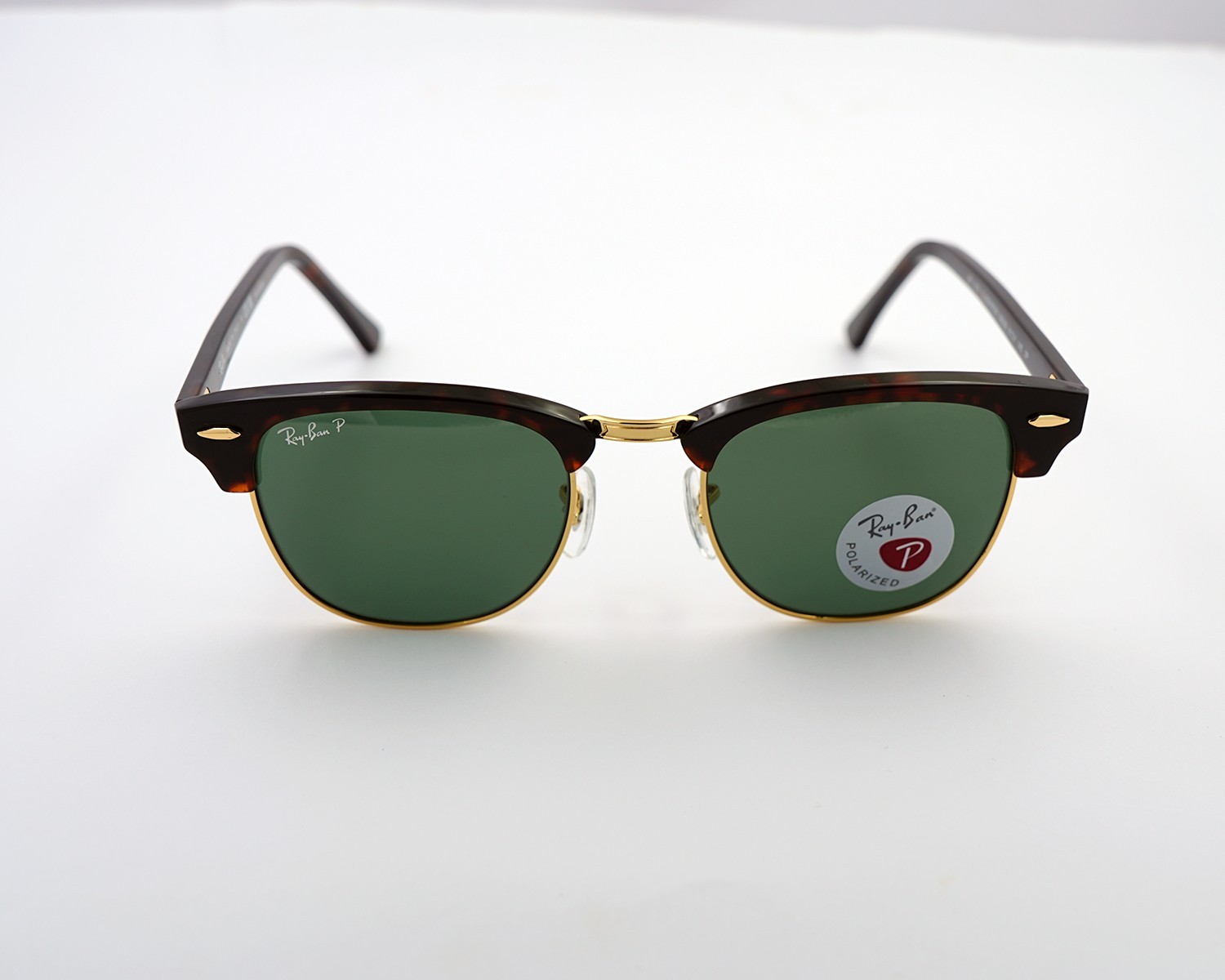 Ray-Ban Sunglasses RB3016 Clubmaster Tortoise Frame Polarized Green Lens 51mm