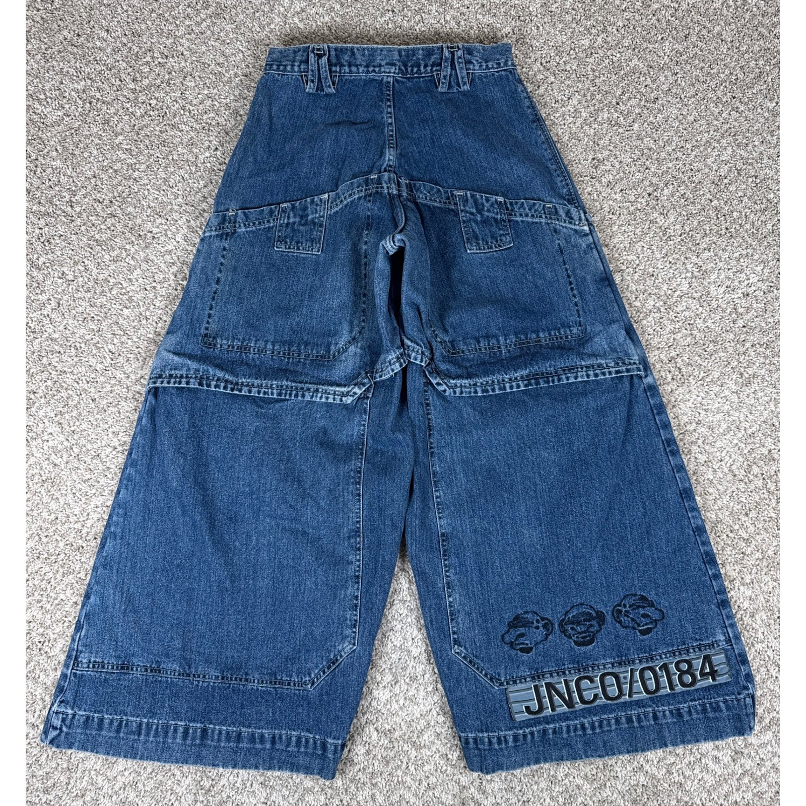JNCO Mug Shot Jeans Mens 29 Blue Wide Leg Embroidered Skater Y2K