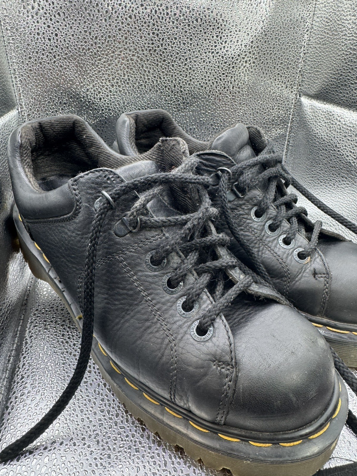 Vintage Dr. Martens Mens 8312 Black Leather Grizzly Chunky Oxford size UK 8/US 9