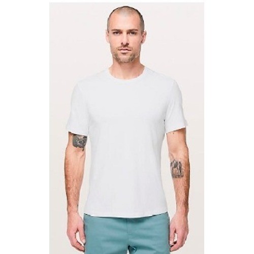 White Bamboo Cotton Blend Short Sleeve Crewneck T-Shirt Mens Large UPF 50+