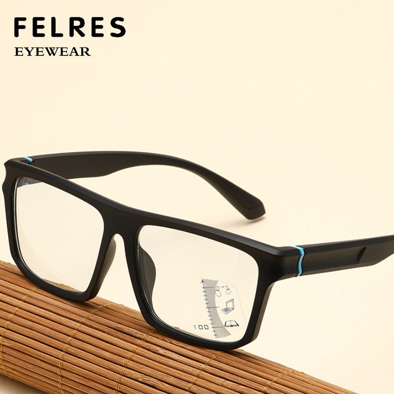 Men TR90 Progressive Multifocus Photochromic Reading Glasses Square Sunglasses