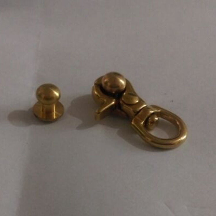 SMALL BRASS SWIVEL CLASP SNAP HOOK Key Ring Chain LeatherCraft Hardware DIY #1