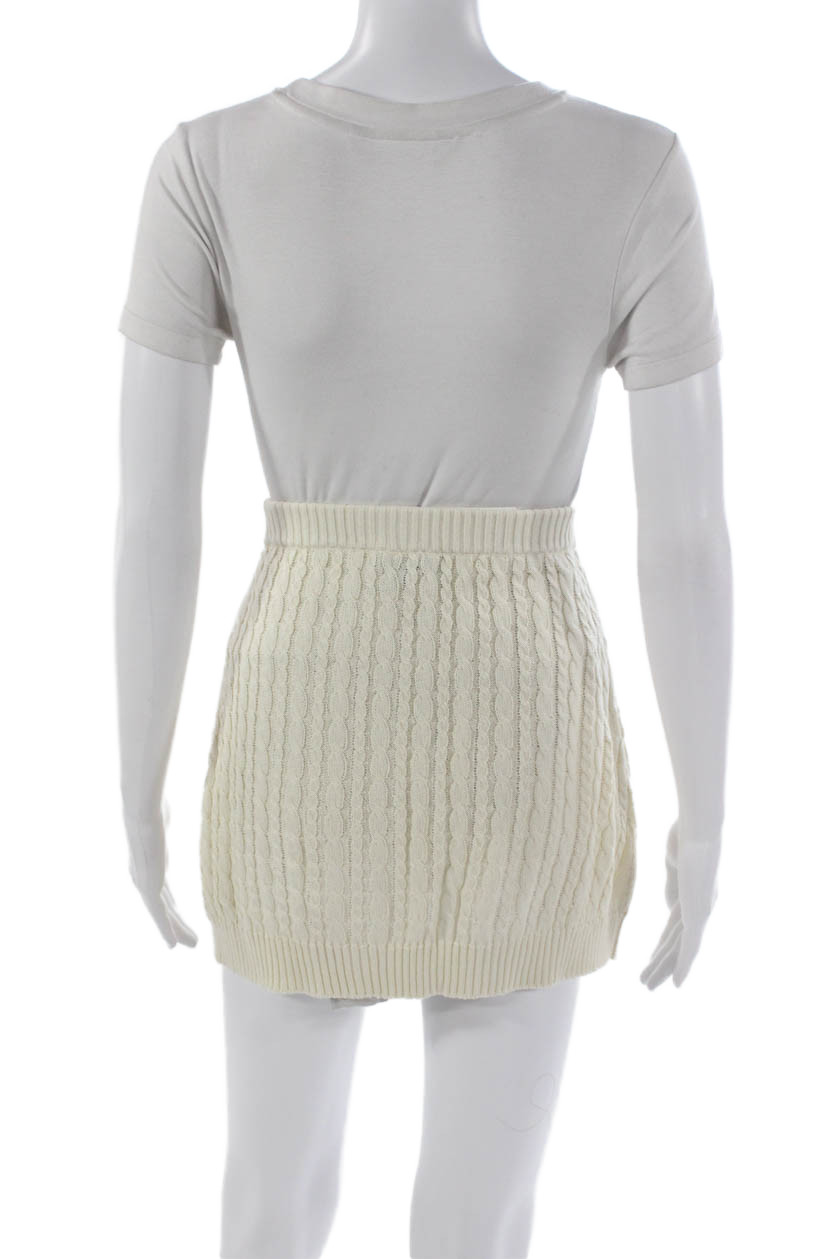 Not Available Womens Ivory Cotton Mini Skirt Pull On Size 38