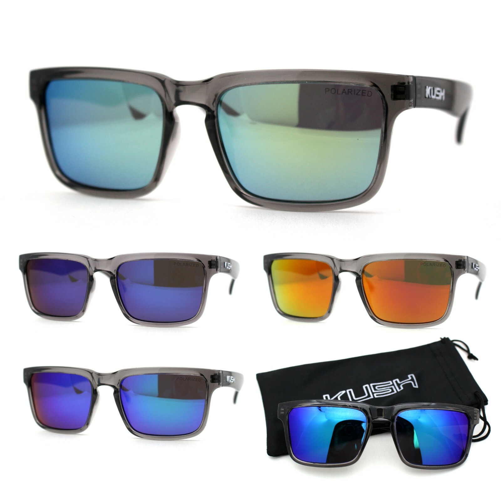 Premium Kush Polarized Rectangle Sport Horn Rim Sunglasses