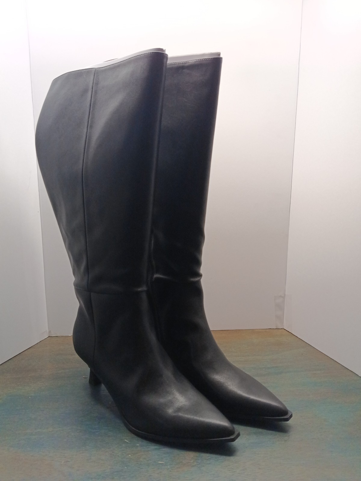 Madden NYC Women’s Kitten Heel Knee High Boots SIZE 12 NIB Black Side Zip