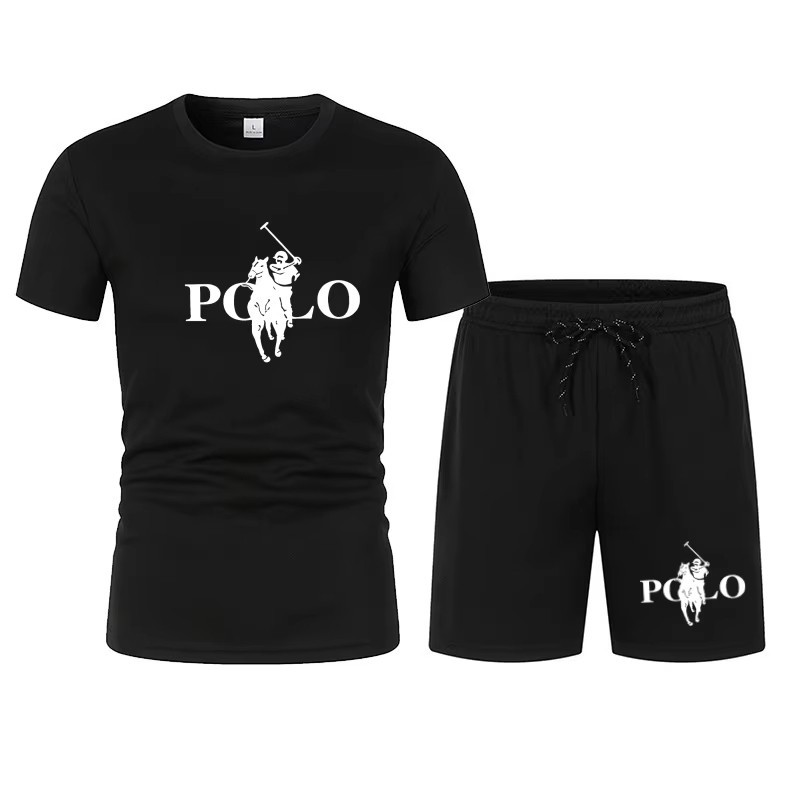 Men’s Summer Sports Set Short Sleeve T-Shirt & Shorts 2-Piece Outfit Casual Stre