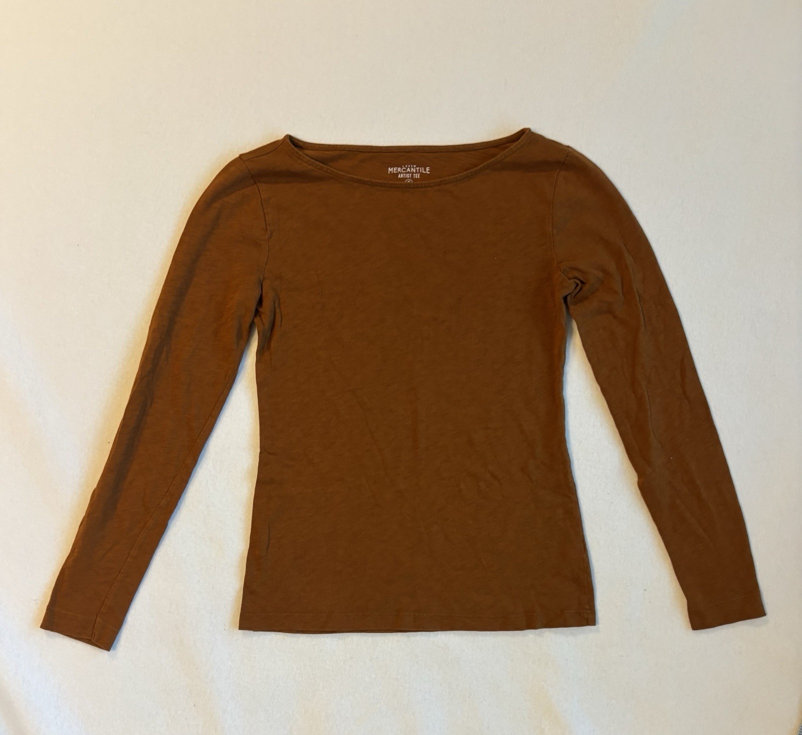 J. Crew Mercantile Women’s Burnt Orange Boat Neck Long Sleeve Artist Tee Size S