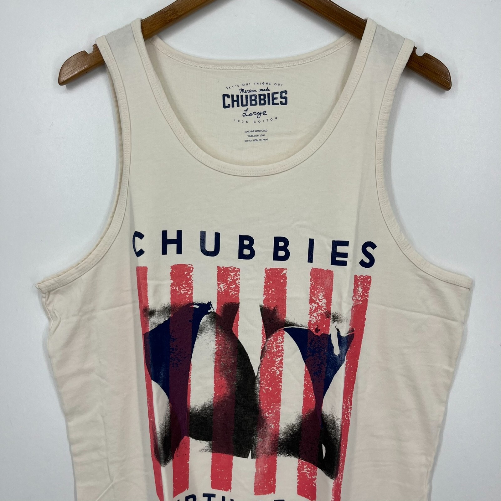 Chubbies Tank Top Men’s Size L White Cream Fourth of July 4th USA Cotton New NWT