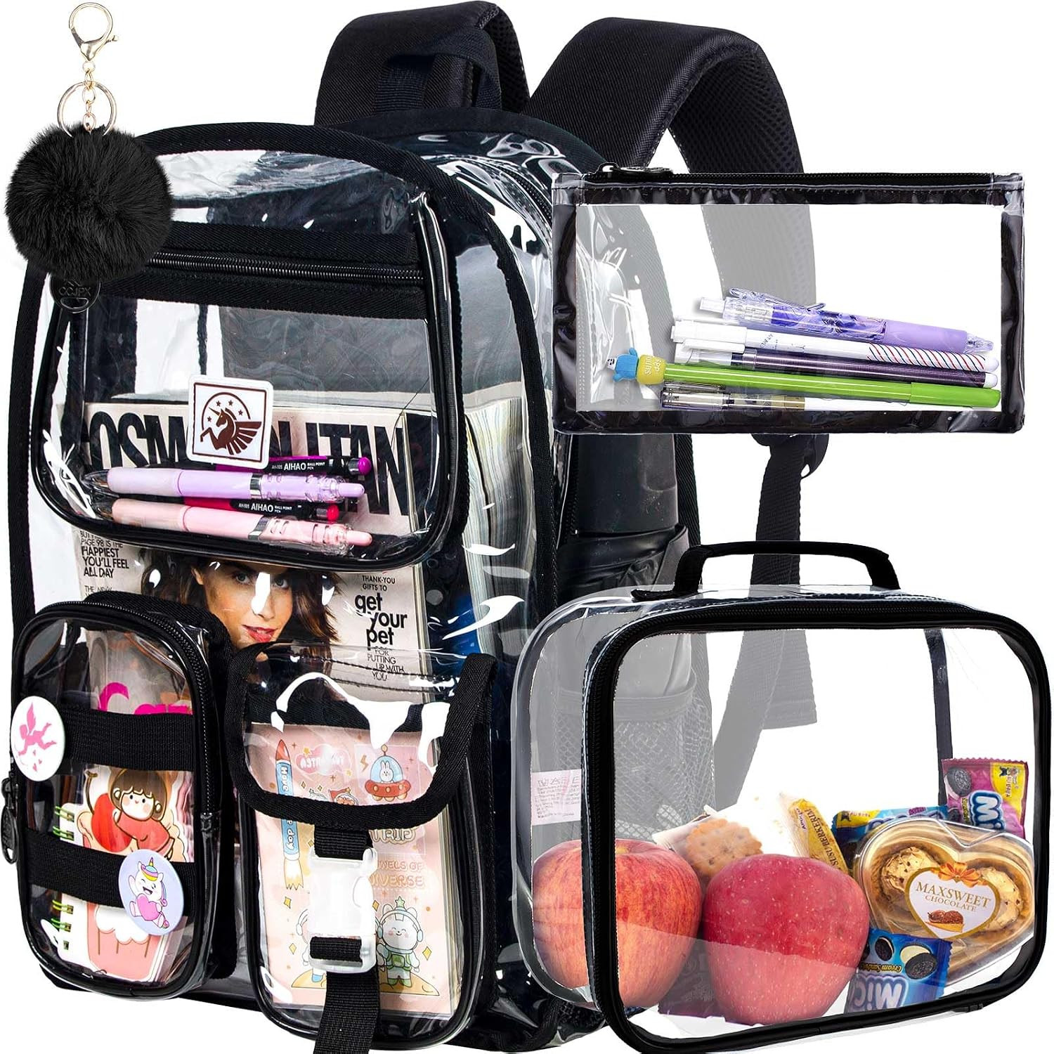 Clear Backpack, Heavy Duty Transparent Bookbag for Women and Men | Heavy Duty