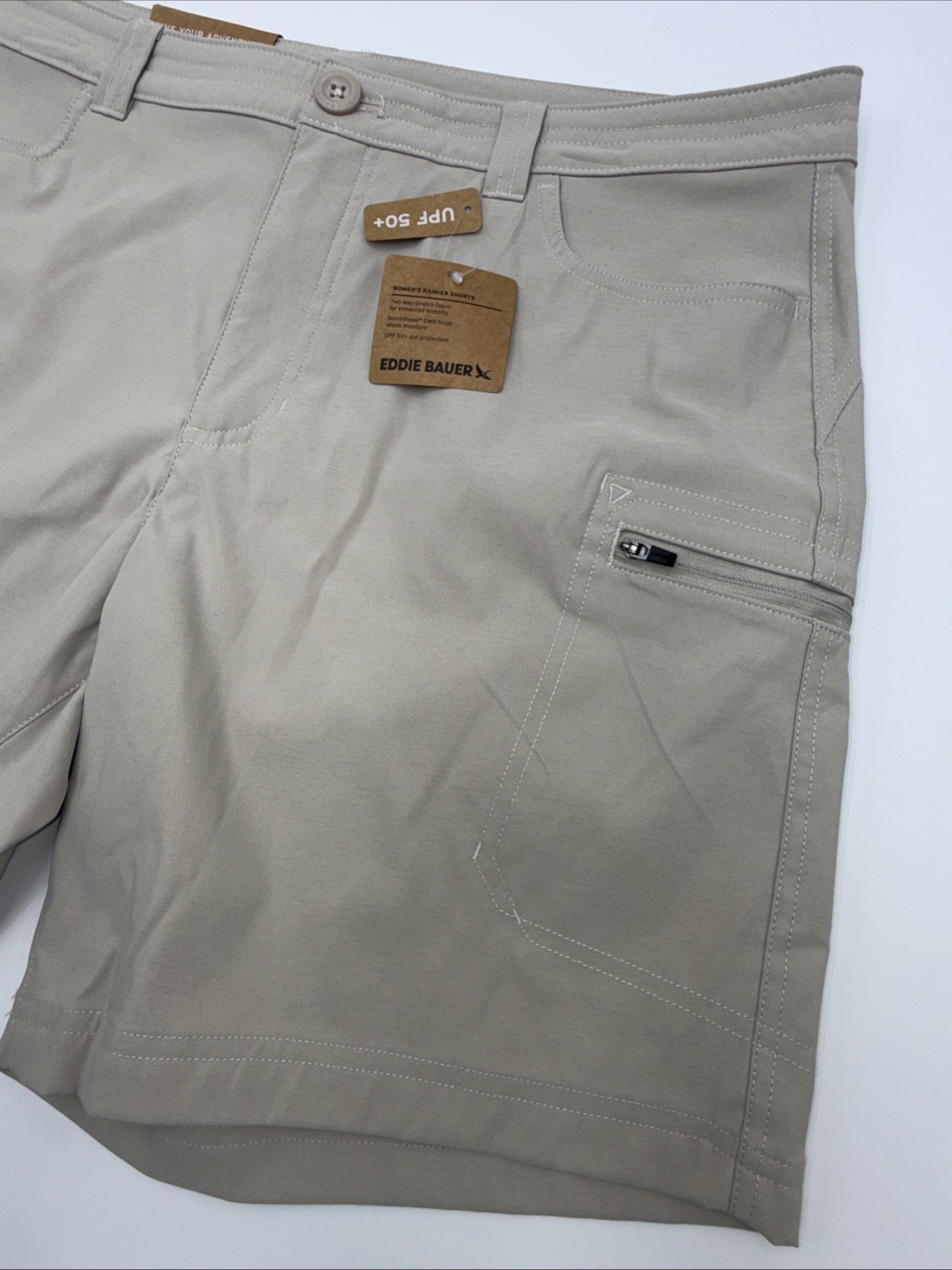 $60 Eddie Bauer Women’s Rainier shorts- Pumice Beige – Size 14 (35W) – NEW Tags