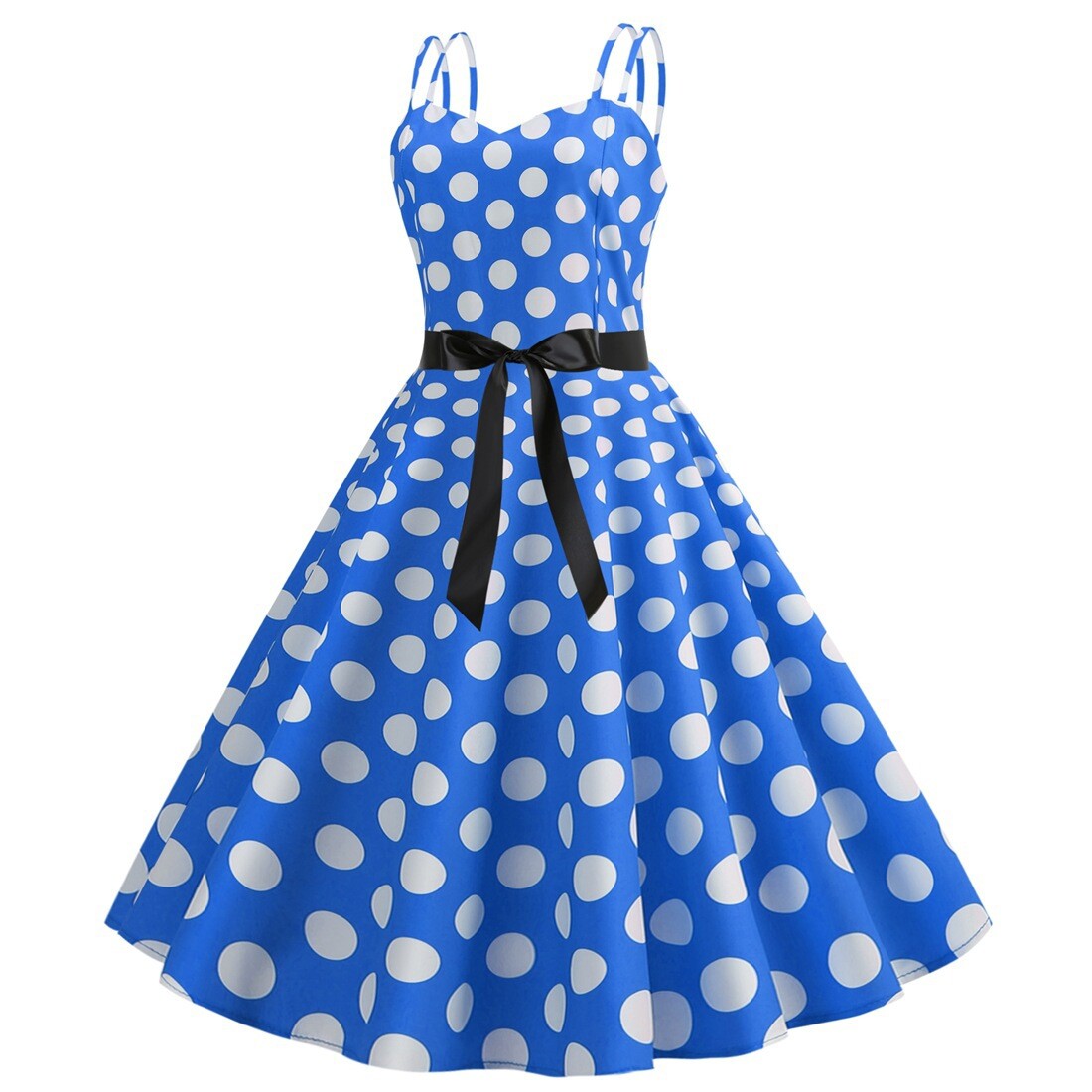 Women Vintage Dress Retro Style Rockabilly Party Swing Cocktail Polka Dots Dress