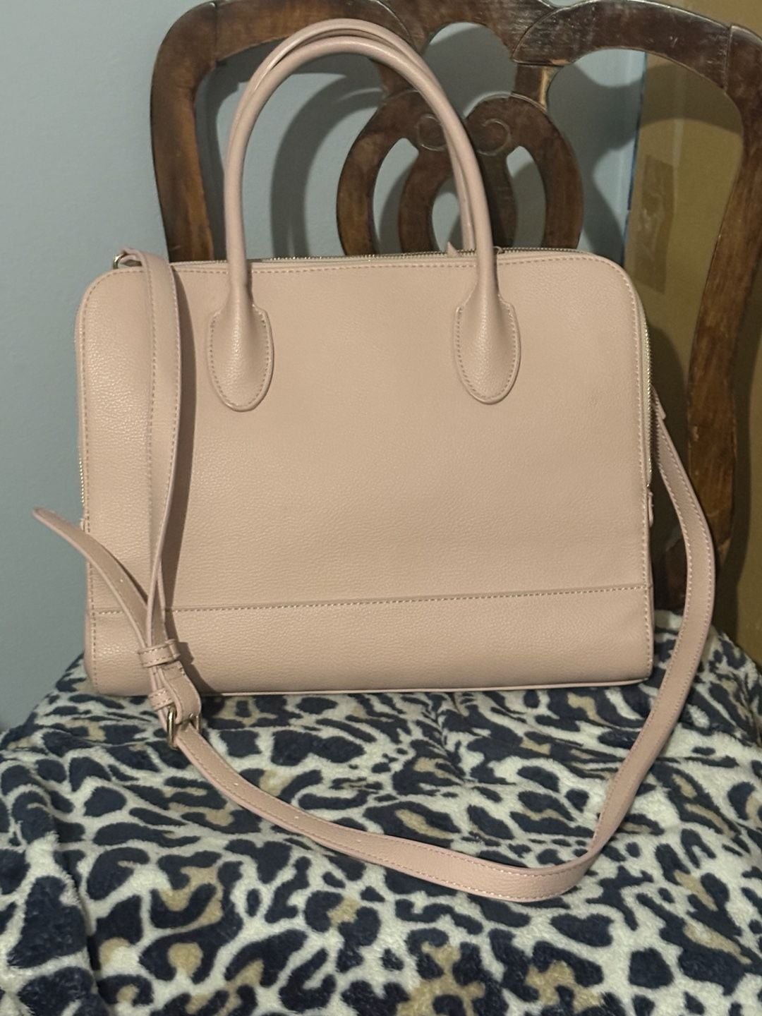 Urban Expressions Pink Vegan Leather Triple Compartment Dome Satchel